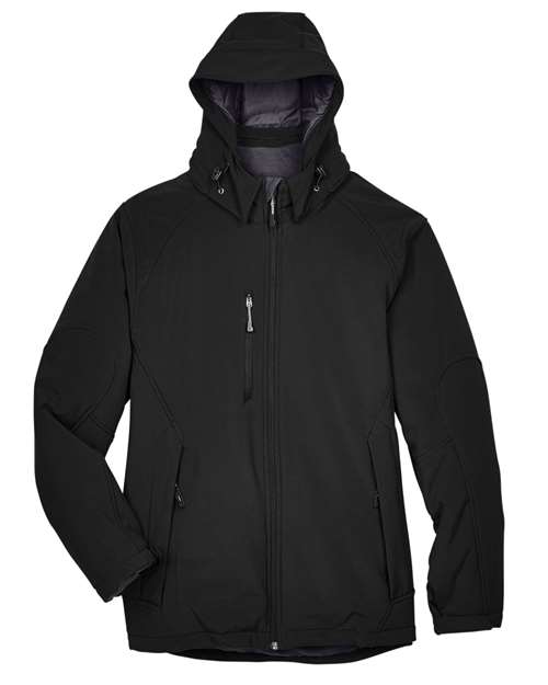 Men's Glacier Insulated Three-Layer Fleece Soft Shell Hood Jacket with Detachable Hood – Black