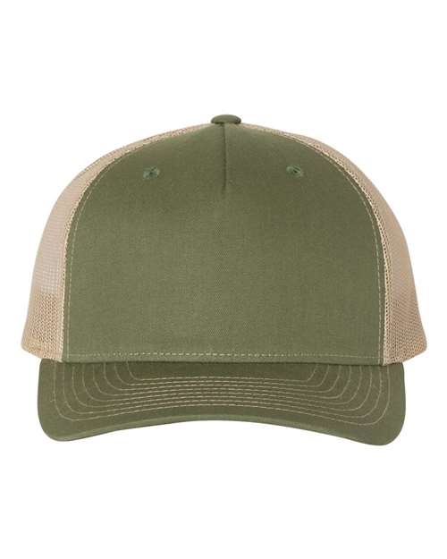 Five-Panel Trucker Cap – Army Olive Green/ Tan