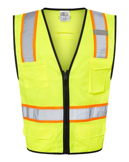 Unisex 6 Pocket Contrast Class 2 Vest – Lime